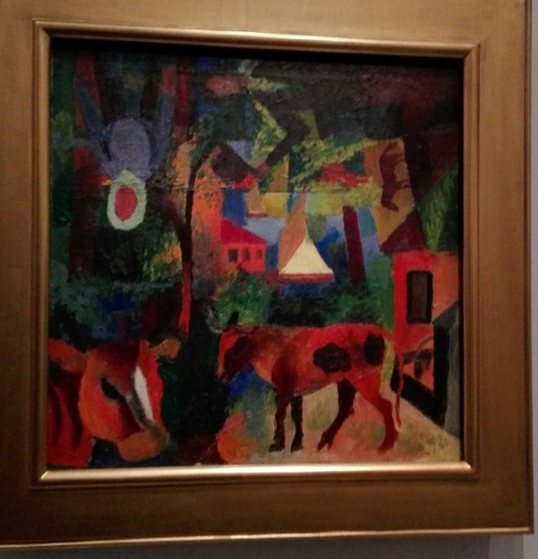 August MACKE : Paysage avec vaches, voilier et figures