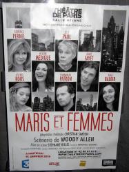 Théâtre de Paris pour la pièce « Maris et femmes », scénario de Woody Allen